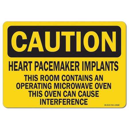 Signmission OSHA Caution Decal, Heart Pacemaker, 5in X 3.5in Decal, 3.5" W, 5" L, Landscape, Heart Pacemaker OS-CS-D-35-L-19186